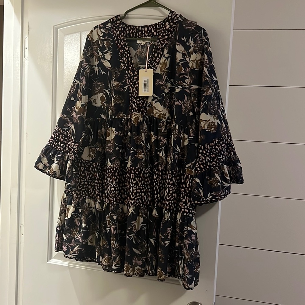 Entro tiered leopard print dress